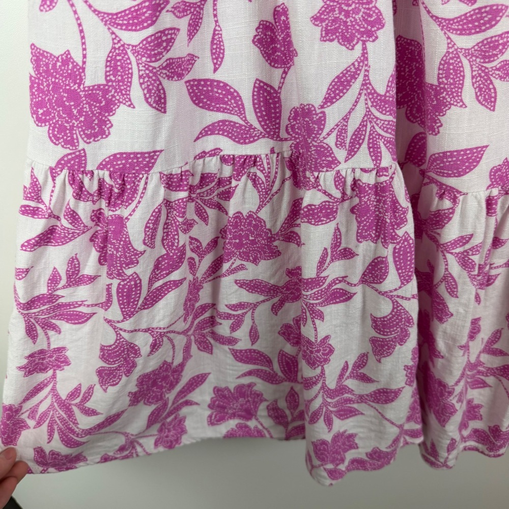 Lauren Conrad Pink Floral Tiered Midi Skirt Size 1X Linen Blend Coquette Cottage - Picture 3 of 14